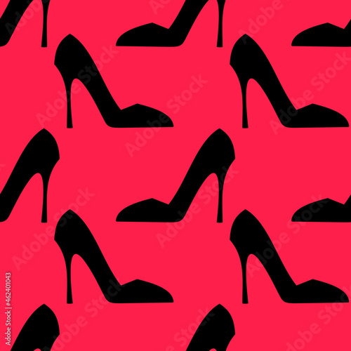 female shoes with heels. classic womens shoes - seamless vector background in flat style. fashion look stylists