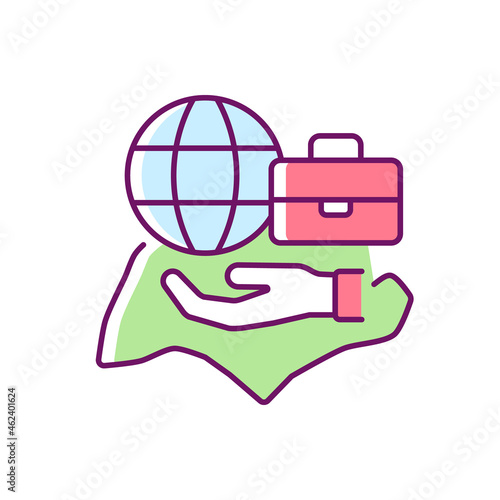 Flexible labor law RGB color icon. Singapore employment act. Flexible work arrangements. Working conditions for employees. Labour legislation. Isolated vector illustration. Simple filled line drawing