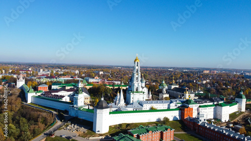 Sergiev Posad, Russia - 08 October 2021: Autumn view of the Holy Trinity Lavra of St. Sergius from a bird's eye view © Олег Олейник