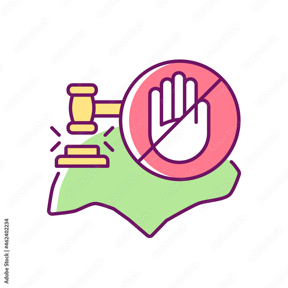 Fines and prohibitions RGB color icon. Singapore laws and regulations