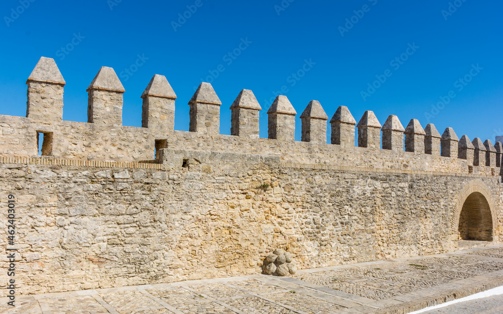 Crenel and old wall of Vejer de la Frontera in Cadiz, Spain