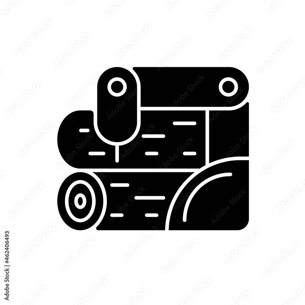 Wood processing black glyph icon. Timber framing machine. Advanced automation in woodworking industry. Furniture manufacturing equipment. Silhouette symbol on white space. Vector isolated illustration Wood processing black glyph icon. Timber framing machine. Advanced automation in woodworking industry. Furniture manufacturing equipment. Silhouette symbol on white space. Vector isolated illustration