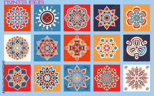 Pattern vector tiles traditional textures ornamental ceramics Spanish Portuguese Mexican Arabic Moroccan Italian colonial hydraulic majolica Turkish azulejos baldosas losetas racholas cerámicas