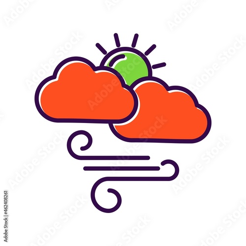 Sun gale Filled Vector Icon Design