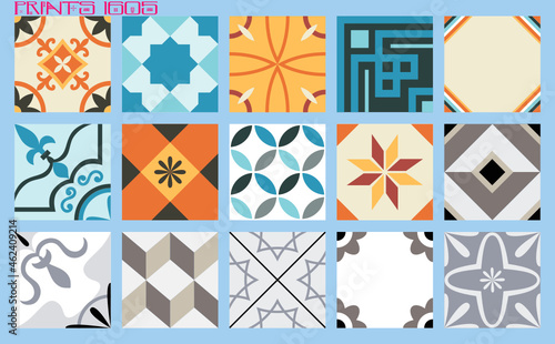 Pattern vector tiles traditional textures ornamental ceramics Spanish Portuguese Mexican Arabic Moroccan Italian colonial hydraulic majolica Turkish azulejos baldosas losetas racholas cerámicas photo