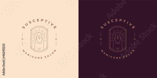 Finger with nail logo emblem design template vector illustration in minimal line art style