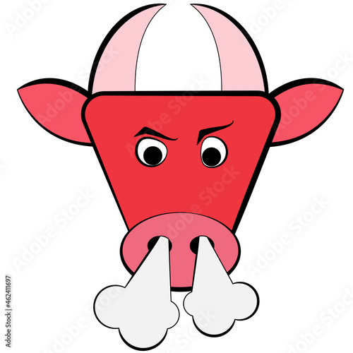 Angry cowclipart. Vector cartoon illustration of angry red bull.