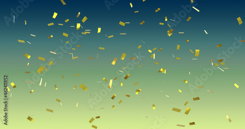 Image of confetti falling over gradient blue to yellow background