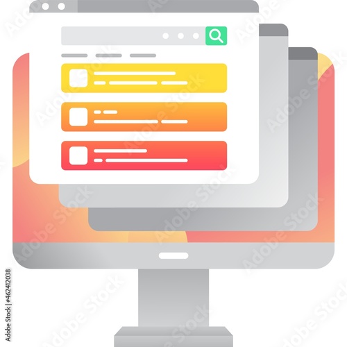Vector computer icon online browser flat website