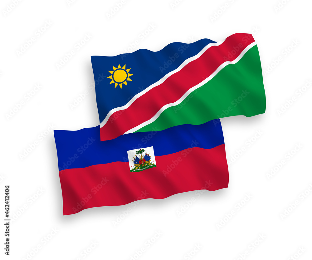 Flags of Republic of Haiti and Republic of Namibia on a white background Flags of Republic of Haiti and Republic of Namibia on a white background
