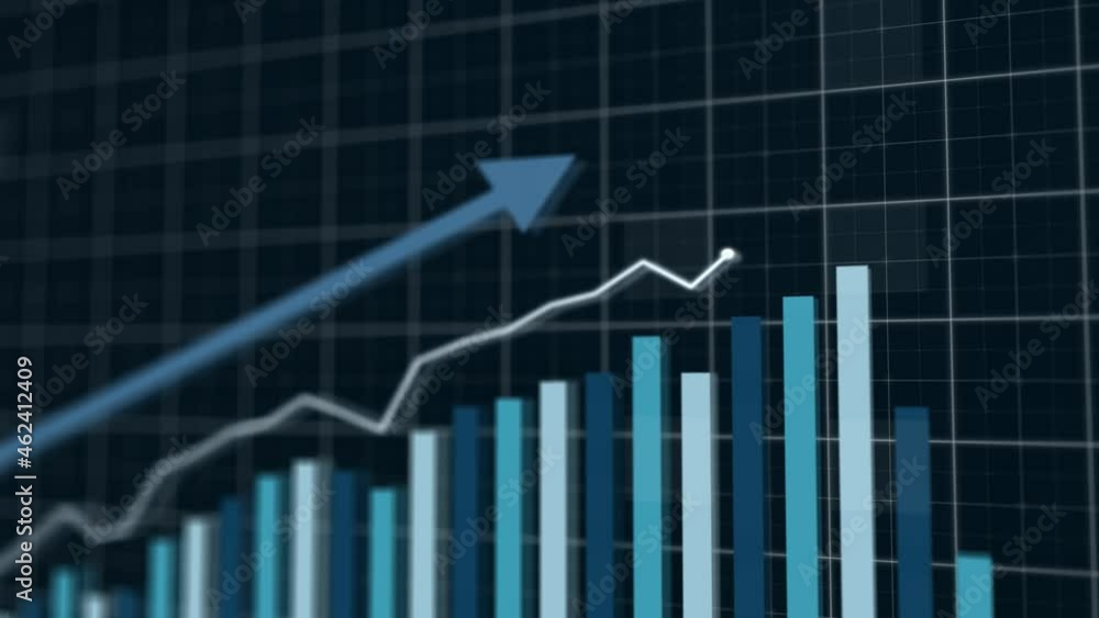 Finance business graph chart with uparrow. Hi-tech style business concept technology chart with grid Finance business graph chart with uparrow. Hi-tech style business concept technology chart with grid