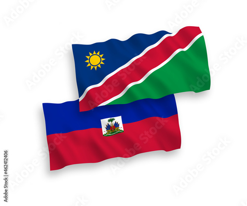 Flags of Republic of Haiti and Republic of Namibia on a white background