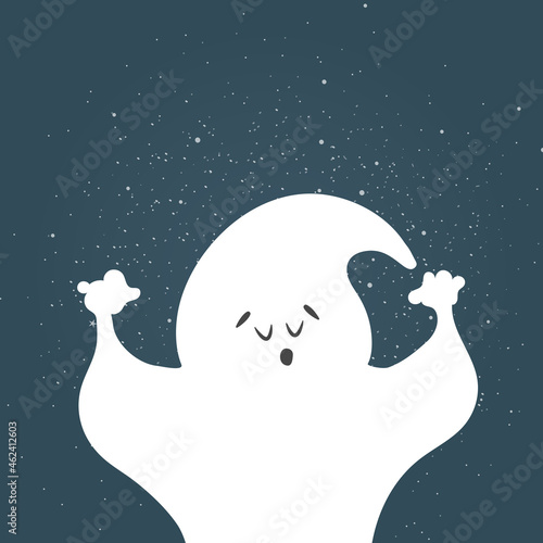 Cute ghost . Cartoon character for your design funny Halloween greeting card.