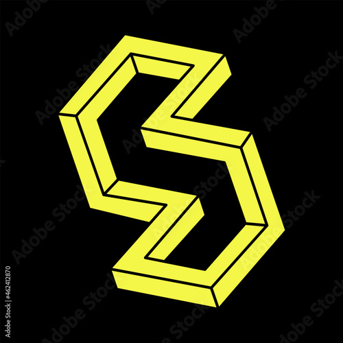 Optical illusion object. Impossible shapes logo design. Optical art. Sacred geometry figures. Escher paradox.
