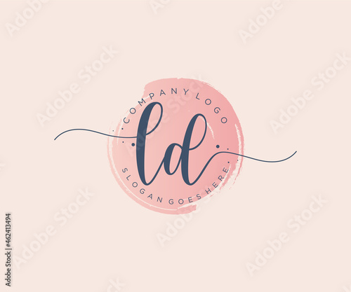 Initial LD feminine logo. Usable for Nature, Salon, Spa, Cosmetic and Beauty Logos. Flat Vector Logo Design Template Element.