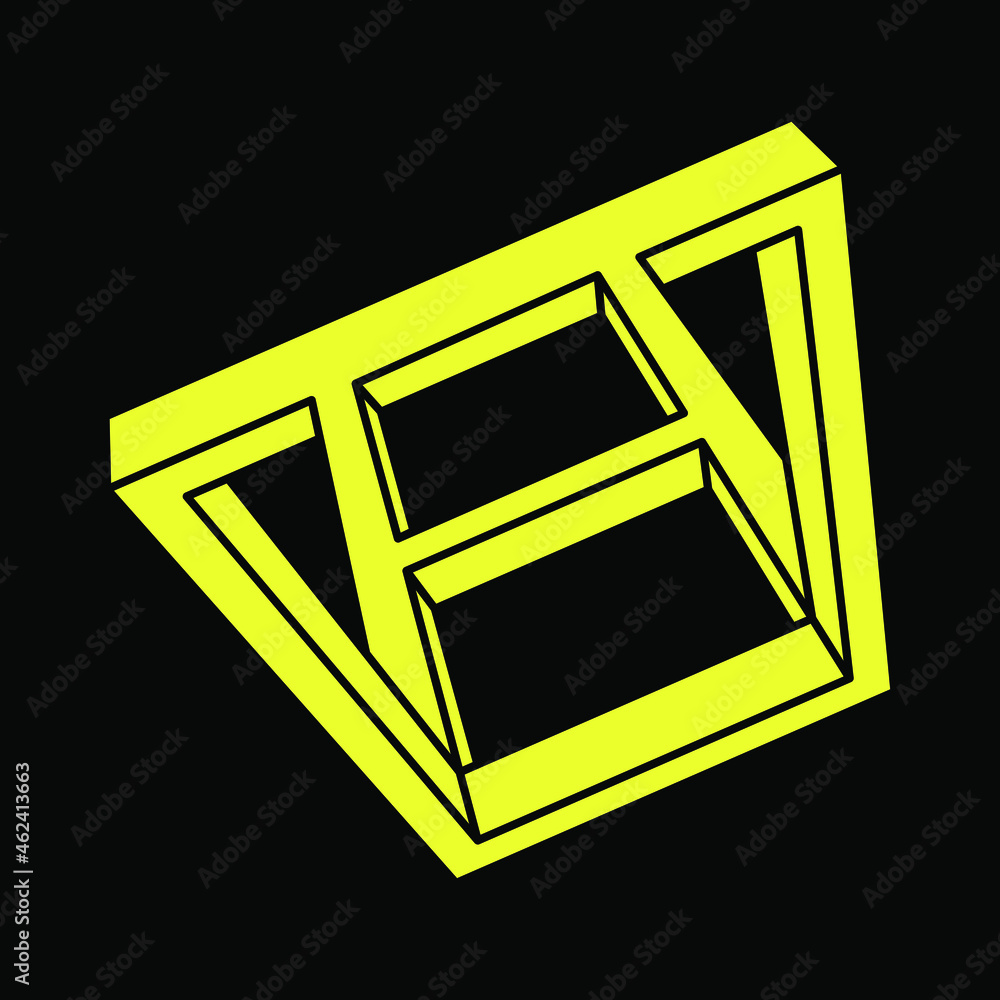 Optical illusion shapes. Escher style. Geometry. Optical art object. Impossible figures. Optical illusion shapes. Escher style. Geometry. Optical art object. Impossible figures.