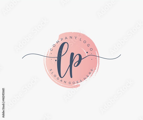 Initial LP feminine logo. Usable for Nature, Salon, Spa, Cosmetic and Beauty Logos. Flat Vector Logo Design Template Element.