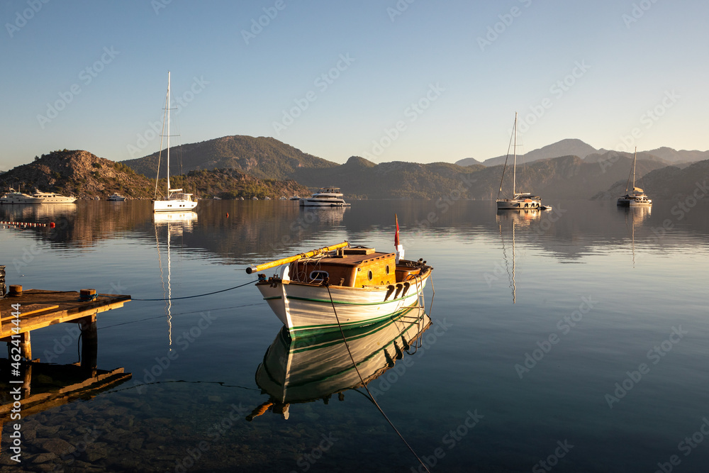 Beautiful Mediterranean scene and sailing boats
