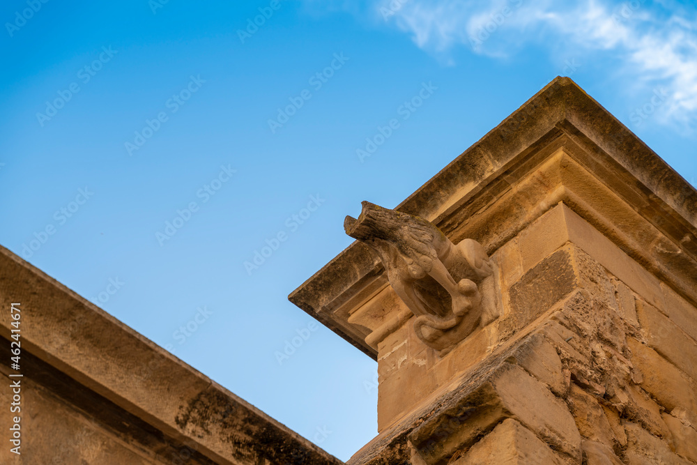 detail of the gargoyles of the Collegiate Church of Santa Maria la Mayor, Caspe, Spain