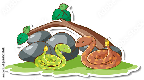 Cartoon character of two rattle snakes sticker