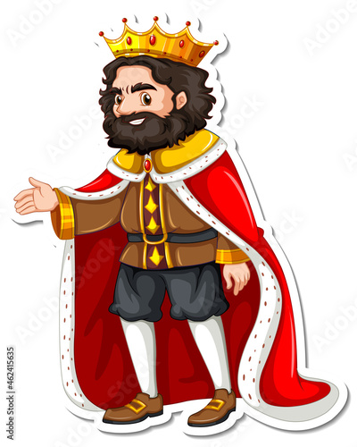 King with red robe cartoon character sticker