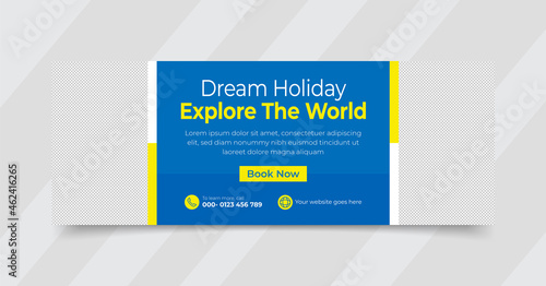 Travel agency social media cover templates fully editable, advertising design, web banner template