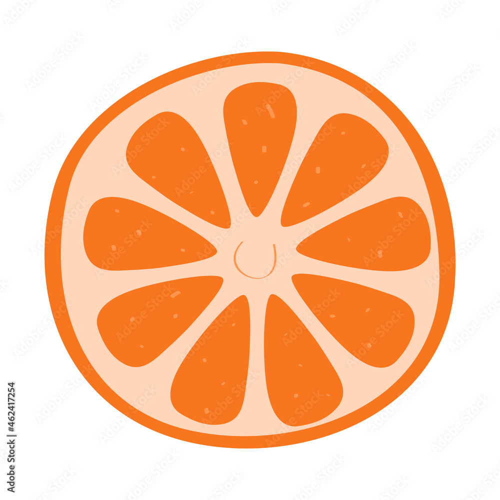 Orange hand drawn vector isolated on white background. Trendy orange in flat style for menu design, packaging template, app, ui, logo, backdrop and web site. Creative art design, vector illustration Orange hand drawn vector isolated on white background. Trendy orange in flat style for menu design, packaging template, app, ui, logo, backdrop and web site. Creative art design, vector illustration
