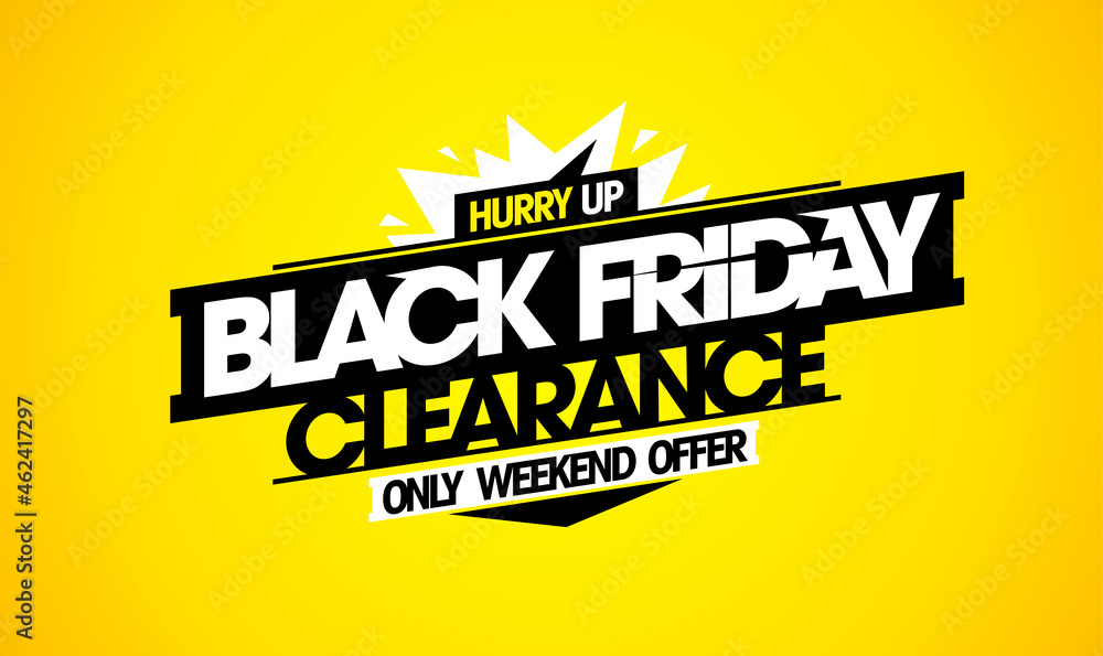 Black friday clearance, weekend offer - vector sale web banner - obrazy, fototapety, plakaty 