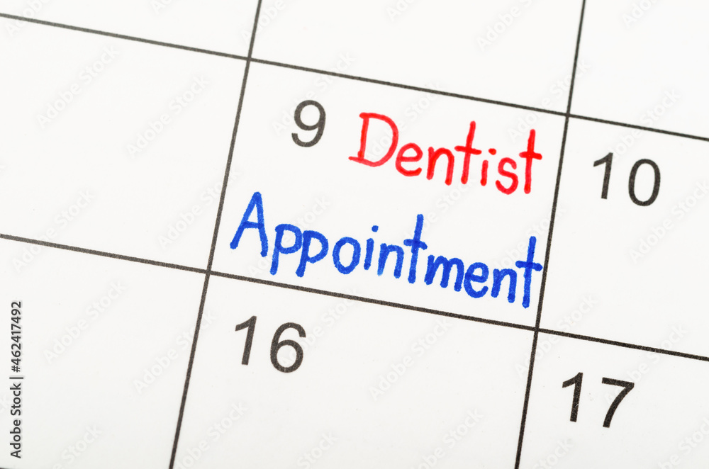 Dentist appointment wirting calendar to remind. Dentist appointment wirting calendar to remind.