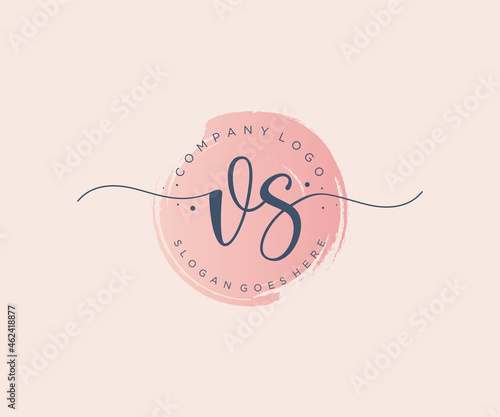 Initial VS feminine logo. Usable for Nature, Salon, Spa, Cosmetic and Beauty Logos. Flat Vector Logo Design Template Element.