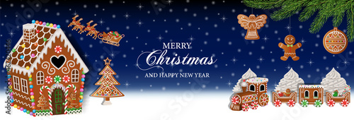 christmas banner with gingerbread cookies