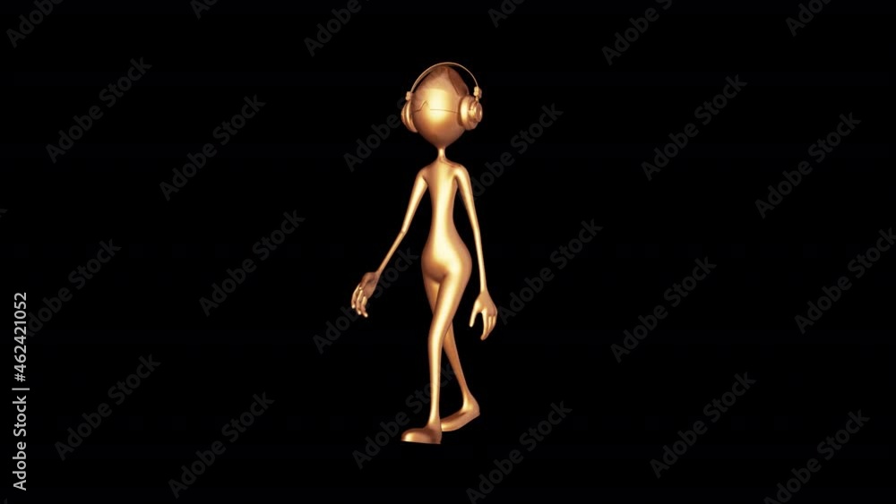 3d Character Man Gold Walk Loop on Alpha Channel 3d Character Man Gold Walk Loop on Alpha Channel