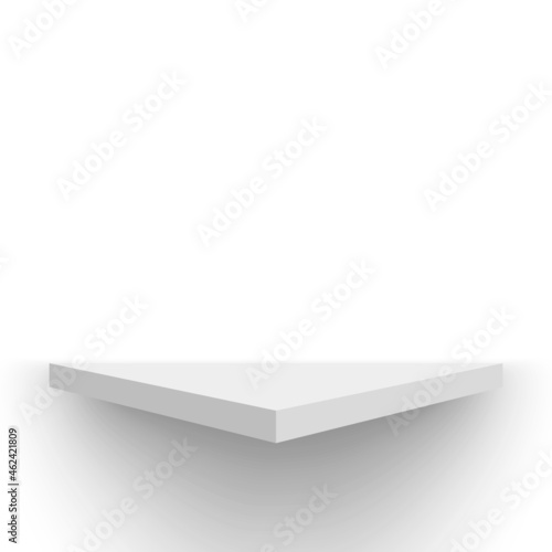 White exhibition stand. Pedestal. Shelf. Vector illustration.