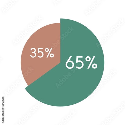 colorful pie chart,circle percentage diagram infographic vector illustration.65,35