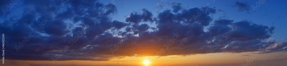 beautiful panorama sky with clouds at sunset
