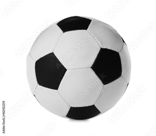 Leather football ball isolated on white. Soccer equipment
