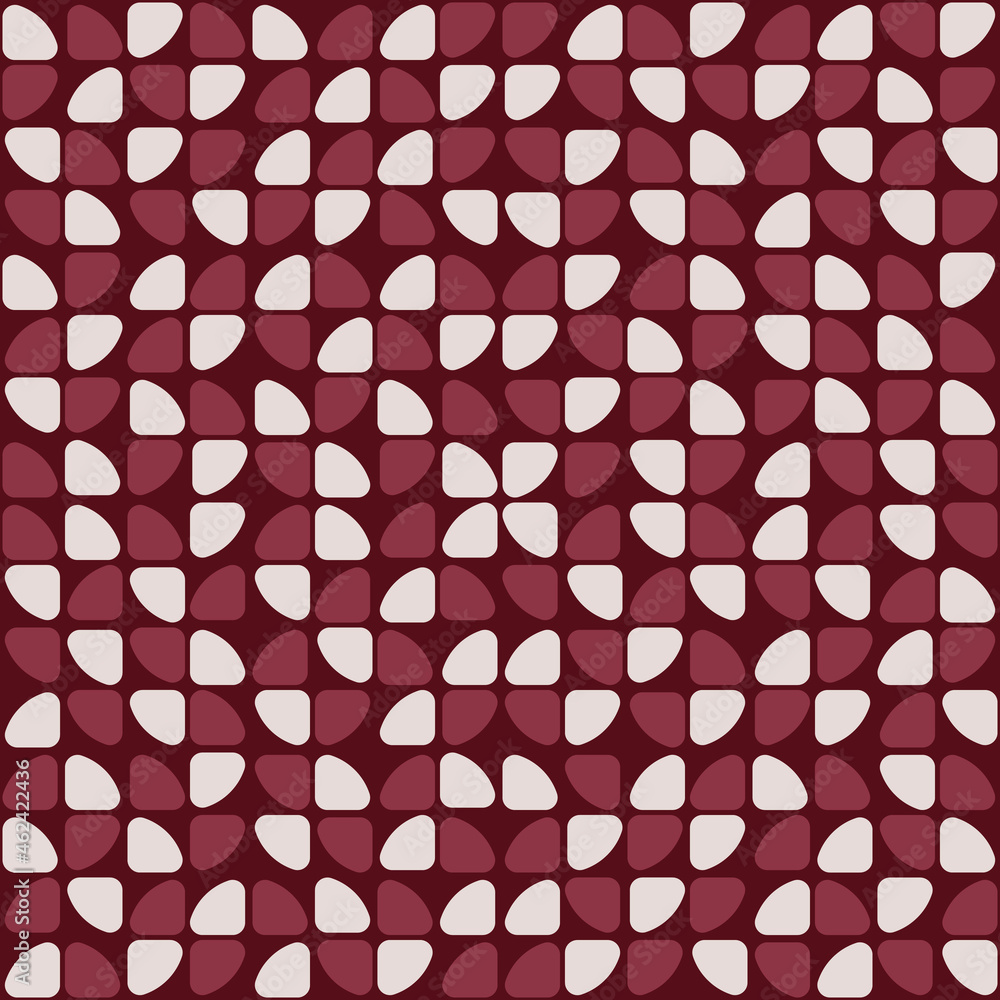 Pink and white mosaic shapes and sark pink background. Vector repeated mosaic tiles. Pink and white mosaic shapes and sark pink background. Vector repeated mosaic tiles.