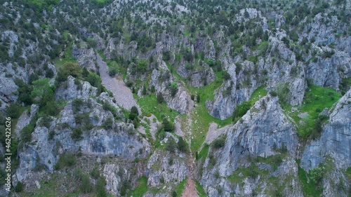 Aerial view between Crémenes and Salas on the Esla river. Riaño and Mampodre Mountain Regional Park. In Picos de Europa in the province of Leon, autonomous community of Castilla y Leon, Spain, Europe photo