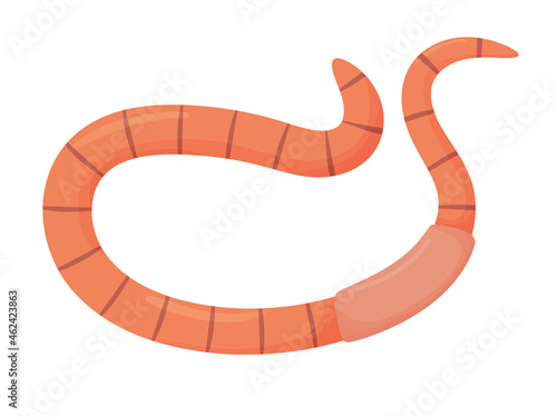Earthworm in cartoon style. Illustration for animals, nature, fishing.