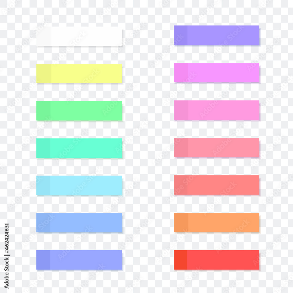 Colorful post note sticker set isolated on transparent background. Post note sticker for notice, label and message. Sticky post note for tag and reminder. Sticky vector illustration Colorful post note sticker set isolated on transparent background. Post note sticker for notice, label and message. Sticky post note for tag and reminder. Sticky vector illustration