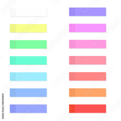 Colorful post note sticker set isolated on transparent background. Post note sticker for notice, label and message. Sticky post note for tag and reminder. Sticky vector illustration