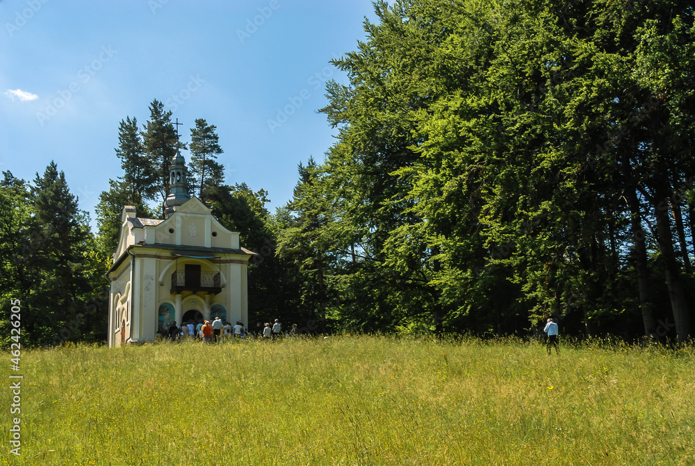 A chapel surrounded by fields and forests, Kalwaria Pacławska, Poland A chapel surrounded by fields and forests, Kalwaria Pacławska, Poland
