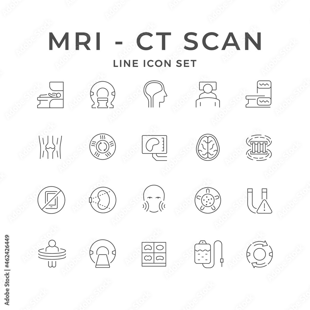 Set line icons of MRI and CT scan Set line icons of MRI and CT scan