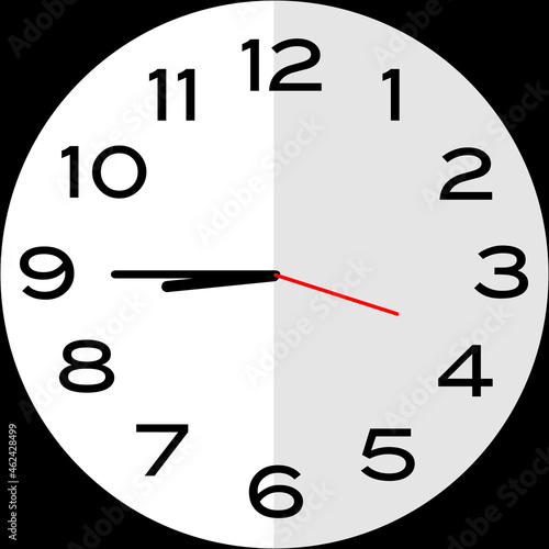 Quarter to 9 o'clock analog clock icon