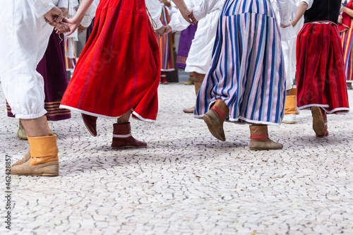 Close up of feet dancer of the traditional folklore of Madeira Island, Bailinho da Madeira.