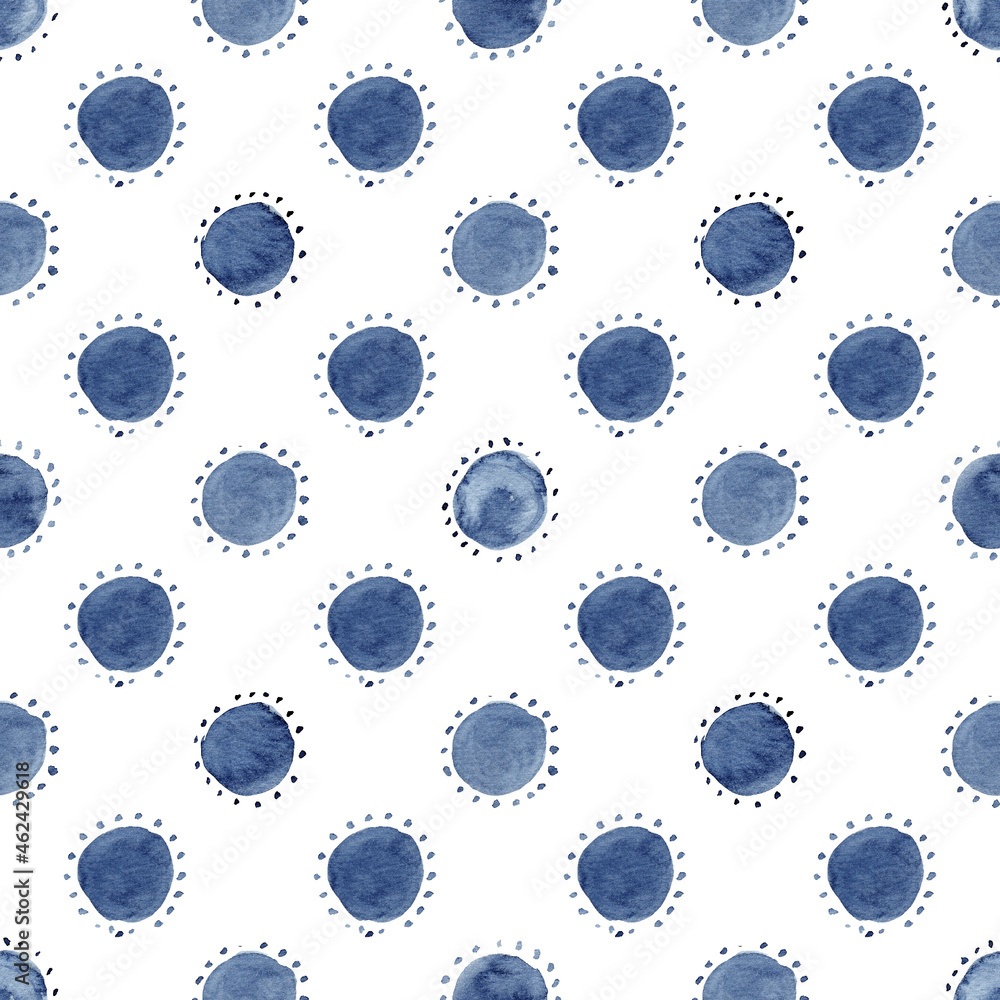 Indigo watercolor seamless pattern abstract background. Hand drawn illustration.