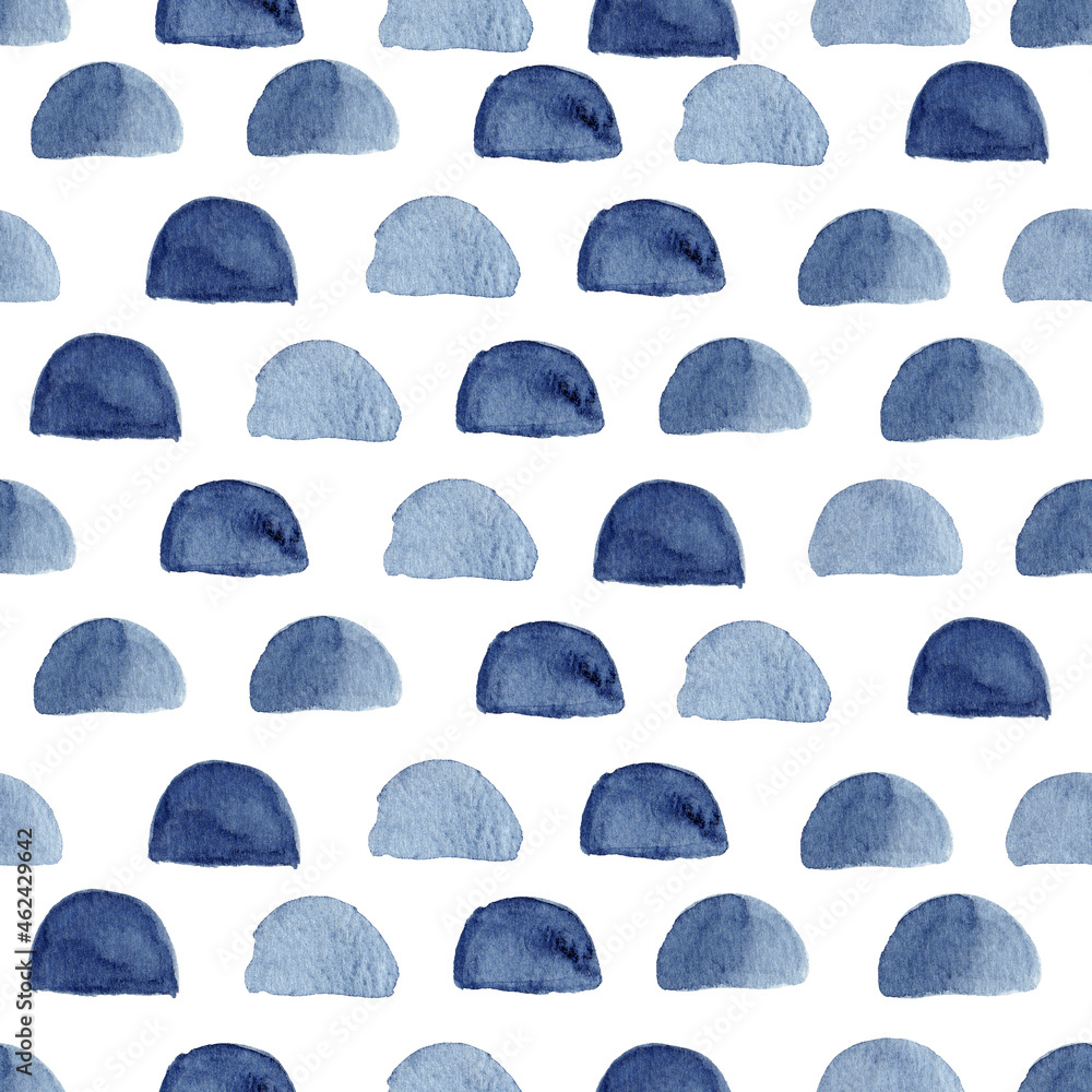 Indigo watercolor abstract background isolated on white. Hand painted illustration.