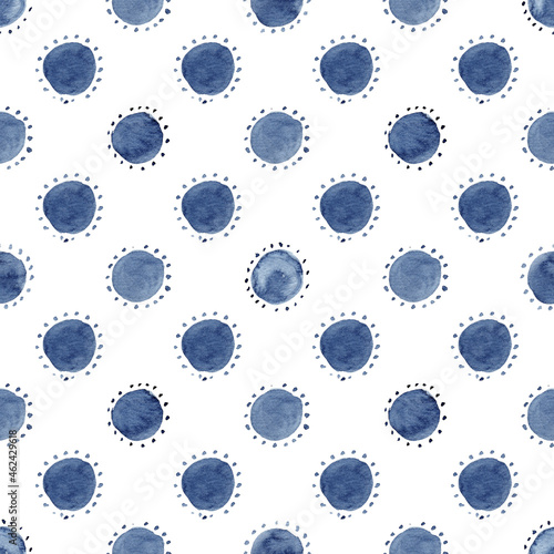 Obraz na płótnie Indigo watercolor seamless pattern abstract background. Hand drawn illustration. w salonie