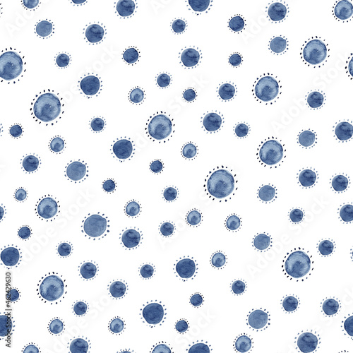 Obraz na płótnie Watercolor seamless pattern abstract background. Blue indigo illustration. w salonie