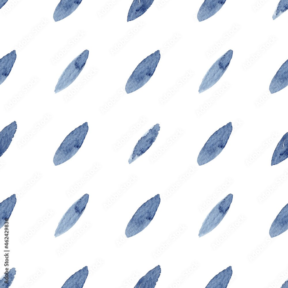 Indigo watercolor abstract background isolated on white. Hand painted illustration.